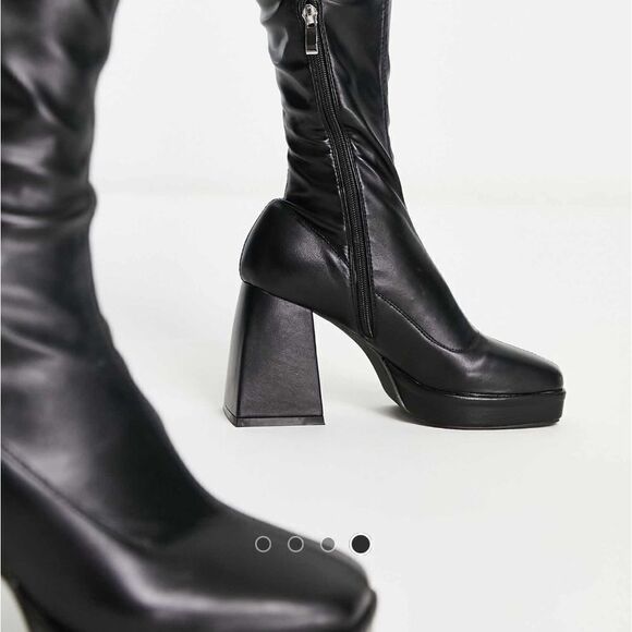 RAID ASOS black faux leather over knee boots - Picture 7 of 10